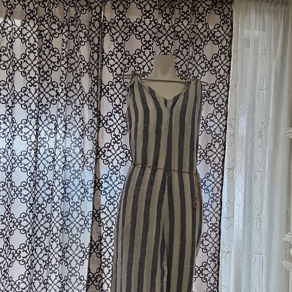 Azucar Striped Jumpsuit Sleeveless Medium Sz